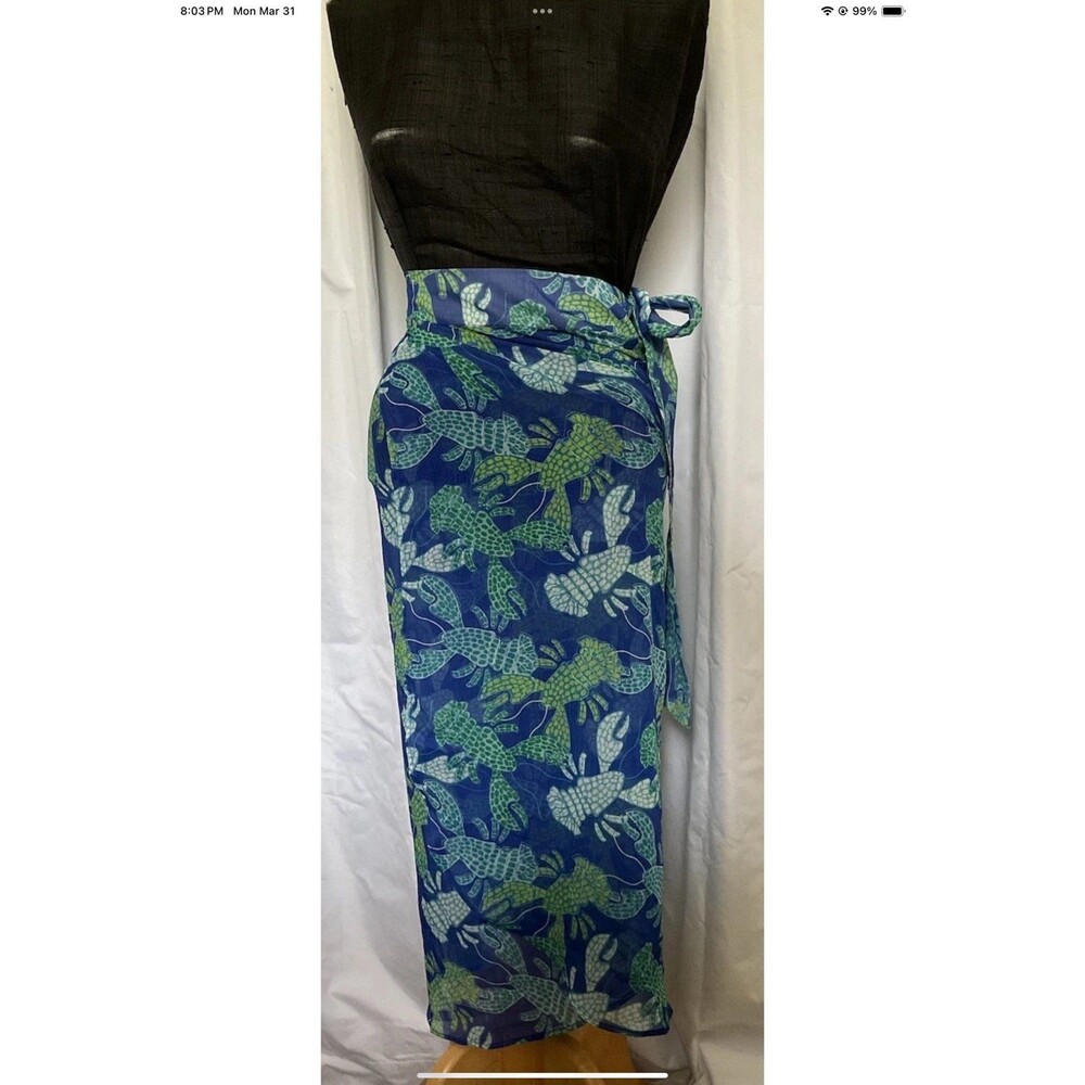 Mary Square Sarong Beach Coverup Perfect Mate Blue Renee Sarong NWT S/M Skirt